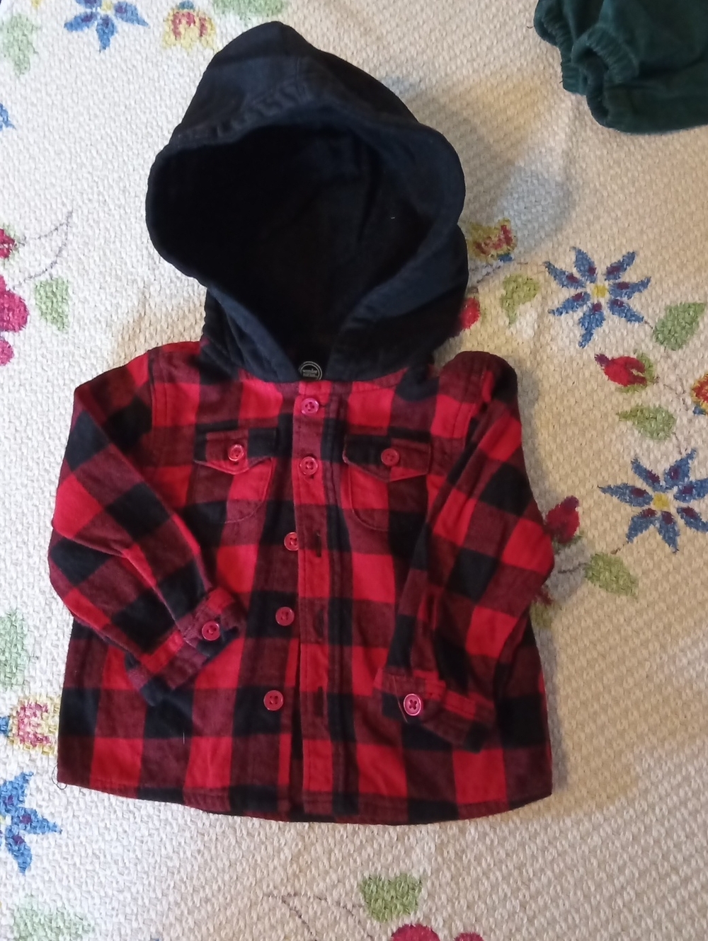 wonder nation Red and Black Plaid Hooded Shirt Jacket